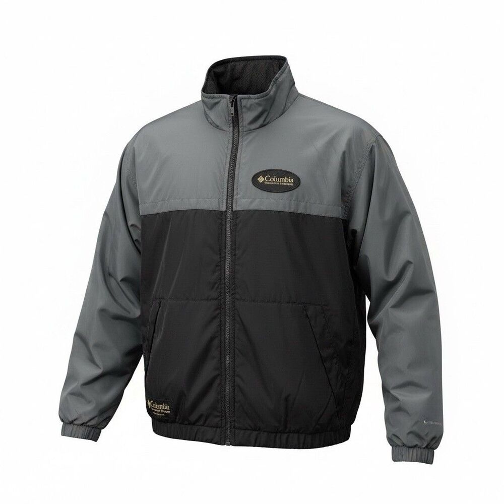 COLUMBIA Vintage Jacket Mens S Reversible Bomber Insulated Black/Gray Retro 90’s
